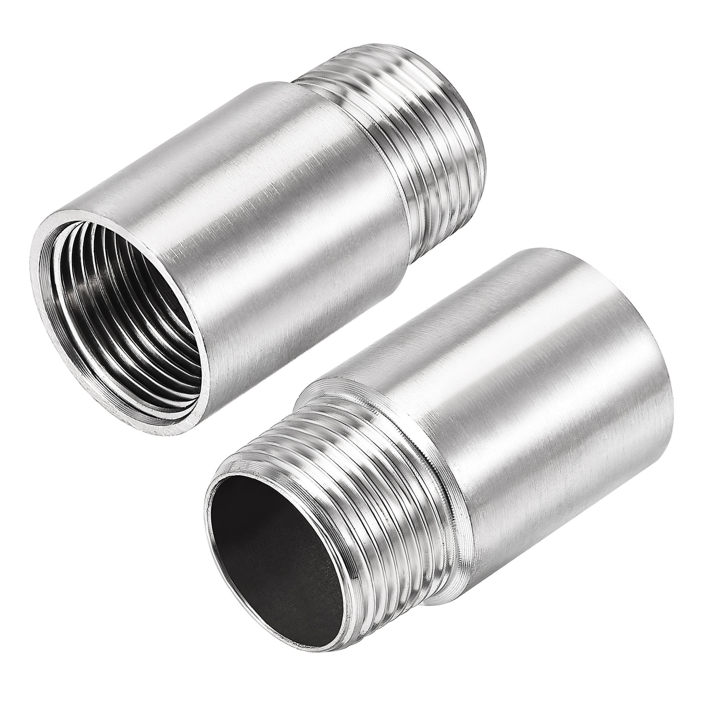 uxcell Uxcell Shower Head Extension Arm Stainless Steel G3/4 Male to G3/4 Female Thread 50mm Length Cast Pipe Fitting Coupler 2Pcs