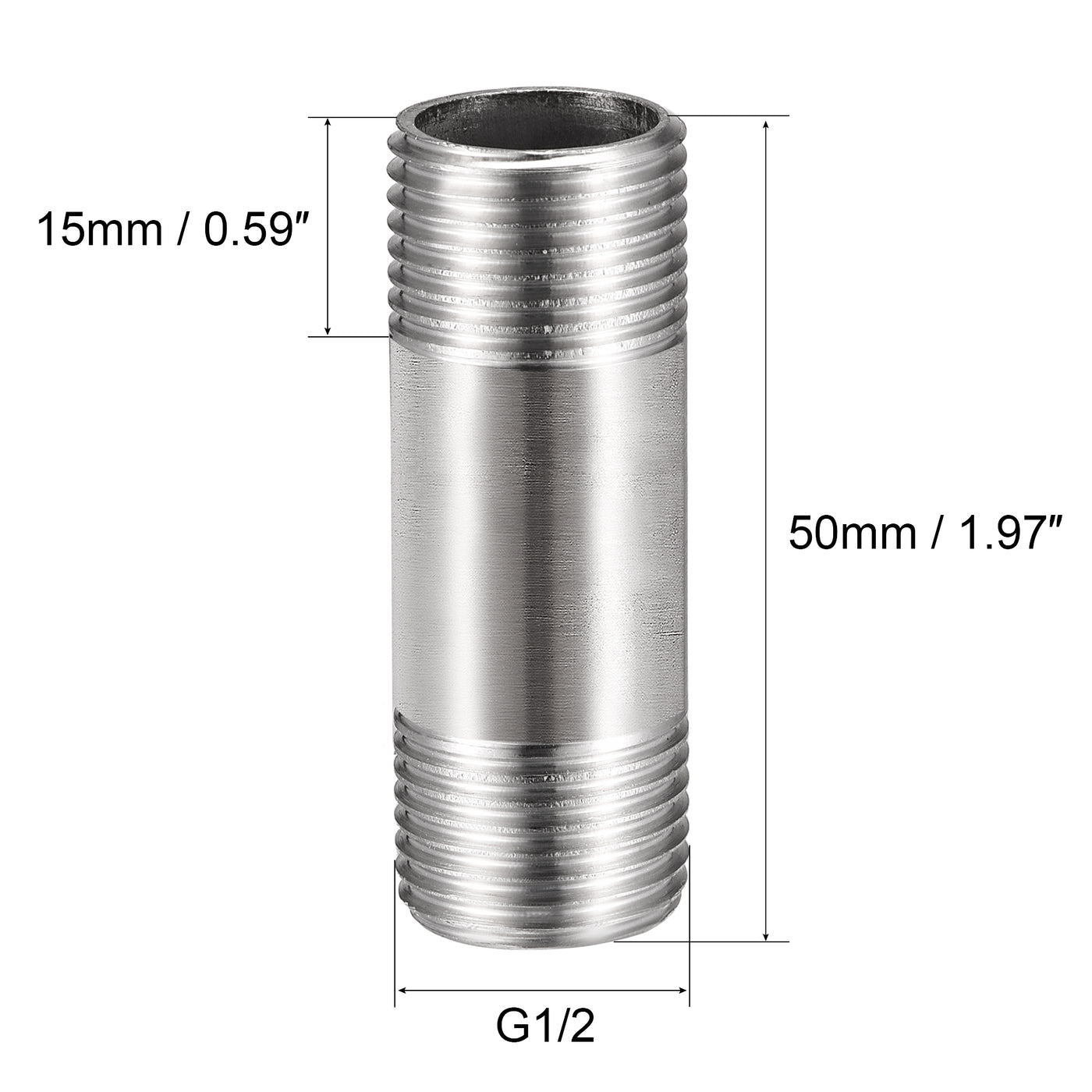 uxcell Stainless Steel Pipe Fitting Male to Male Thread
