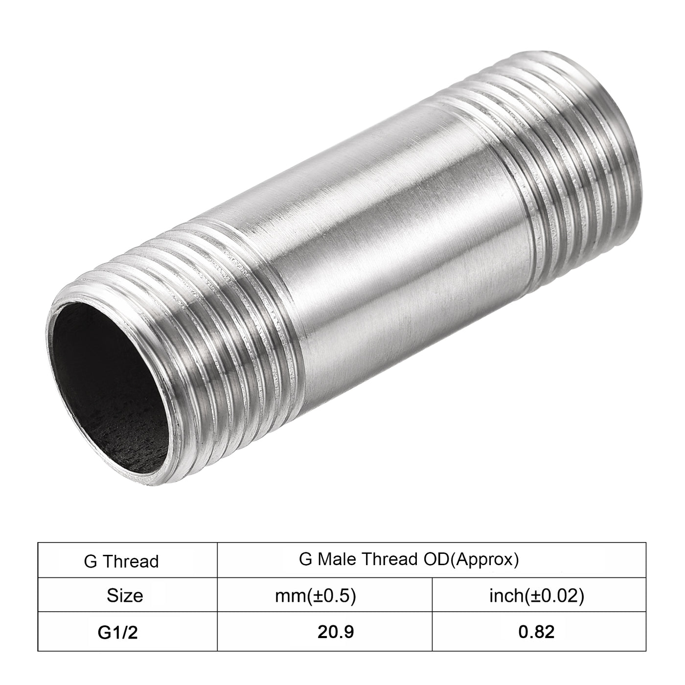 uxcell Stainless Steel Pipe Fitting Male to Male Thread