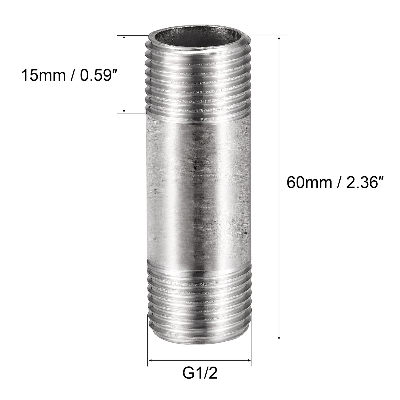 uxcell Stainless Steel Pipe Fitting Male to Male Thread
