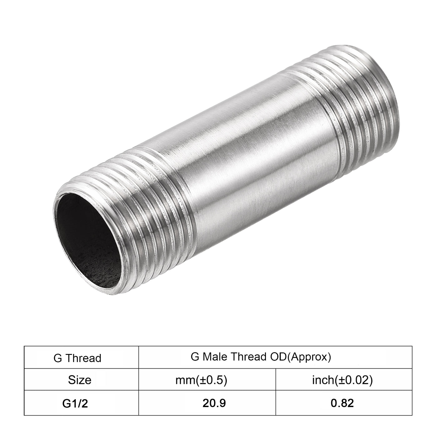 uxcell Stainless Steel Pipe Fitting Male to Male Thread