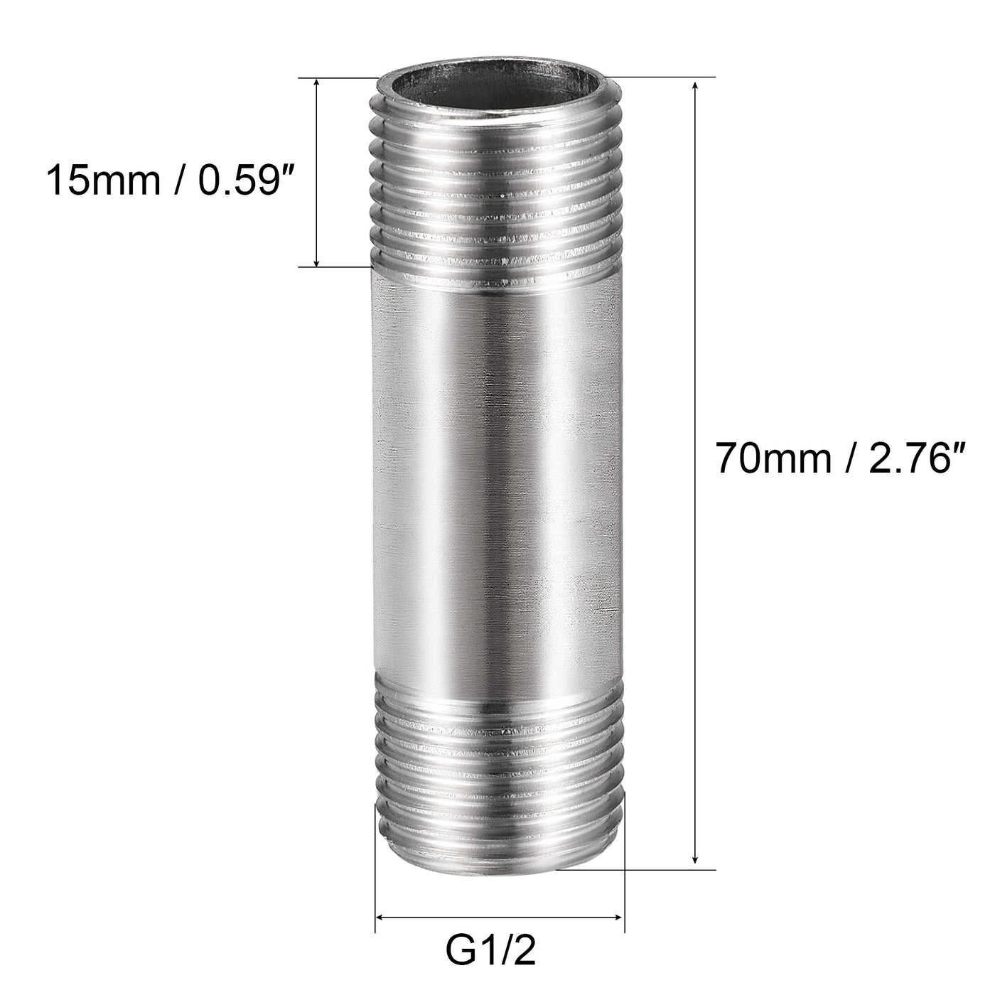 uxcell Stainless Steel Pipe Fitting Male to Male Thread
