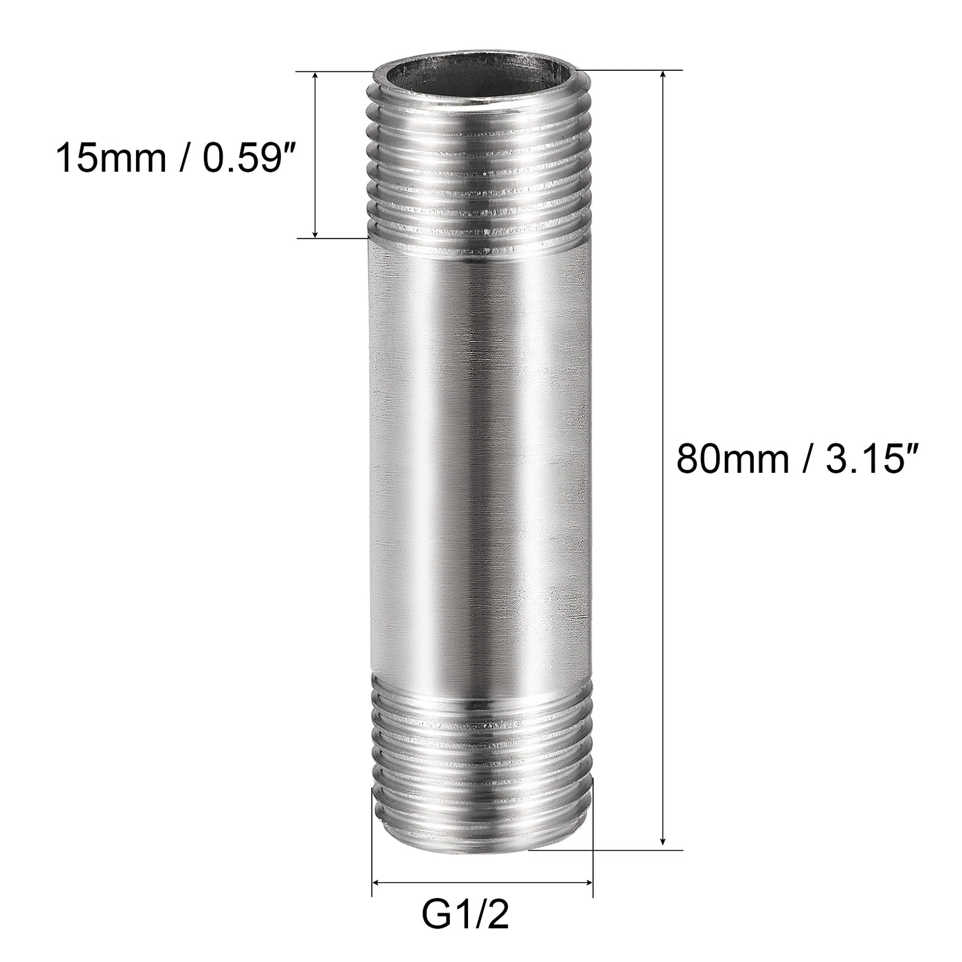 uxcell Stainless Steel Pipe Fitting Male to Male Thread