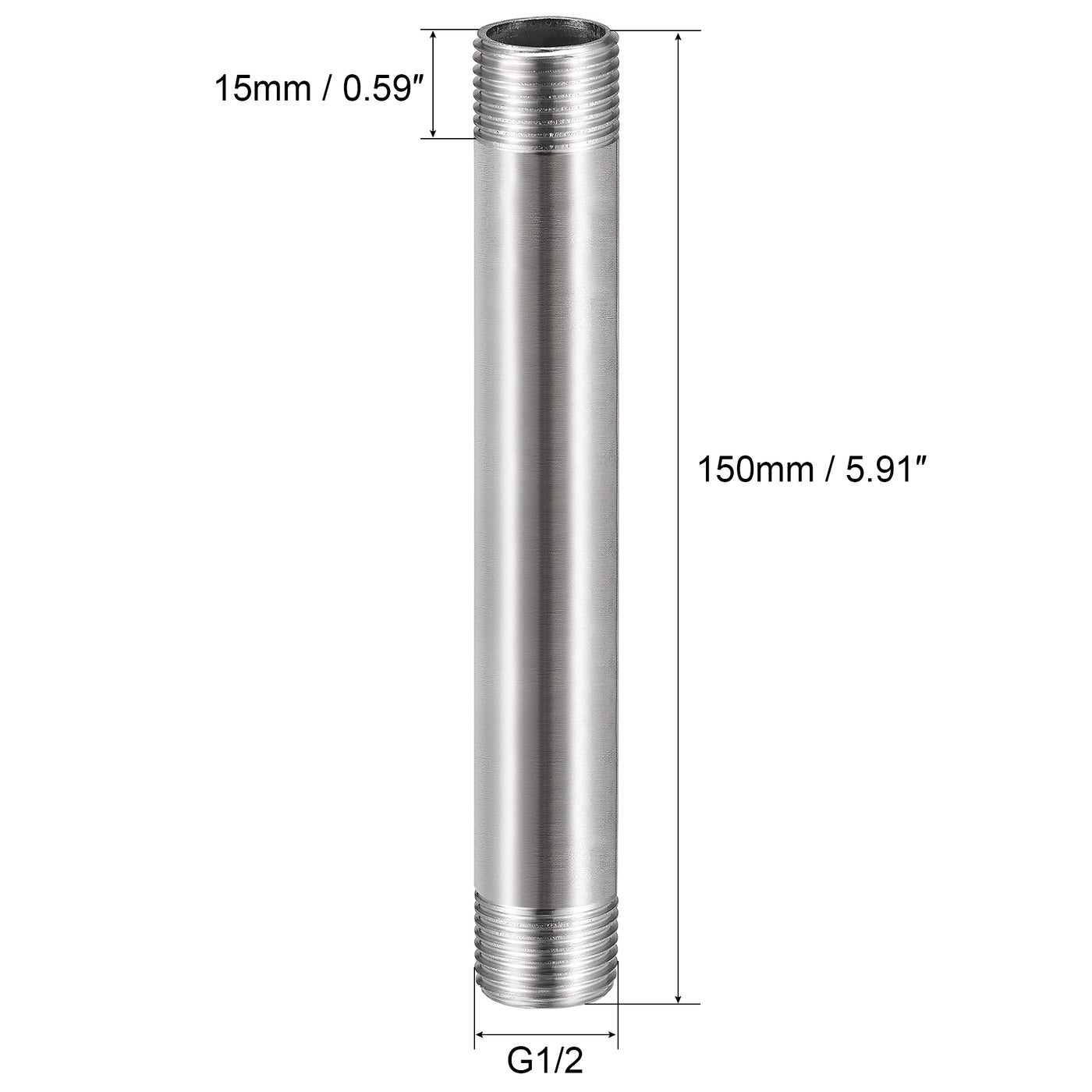 uxcell Stainless Steel Pipe Fitting Male to Male Thread