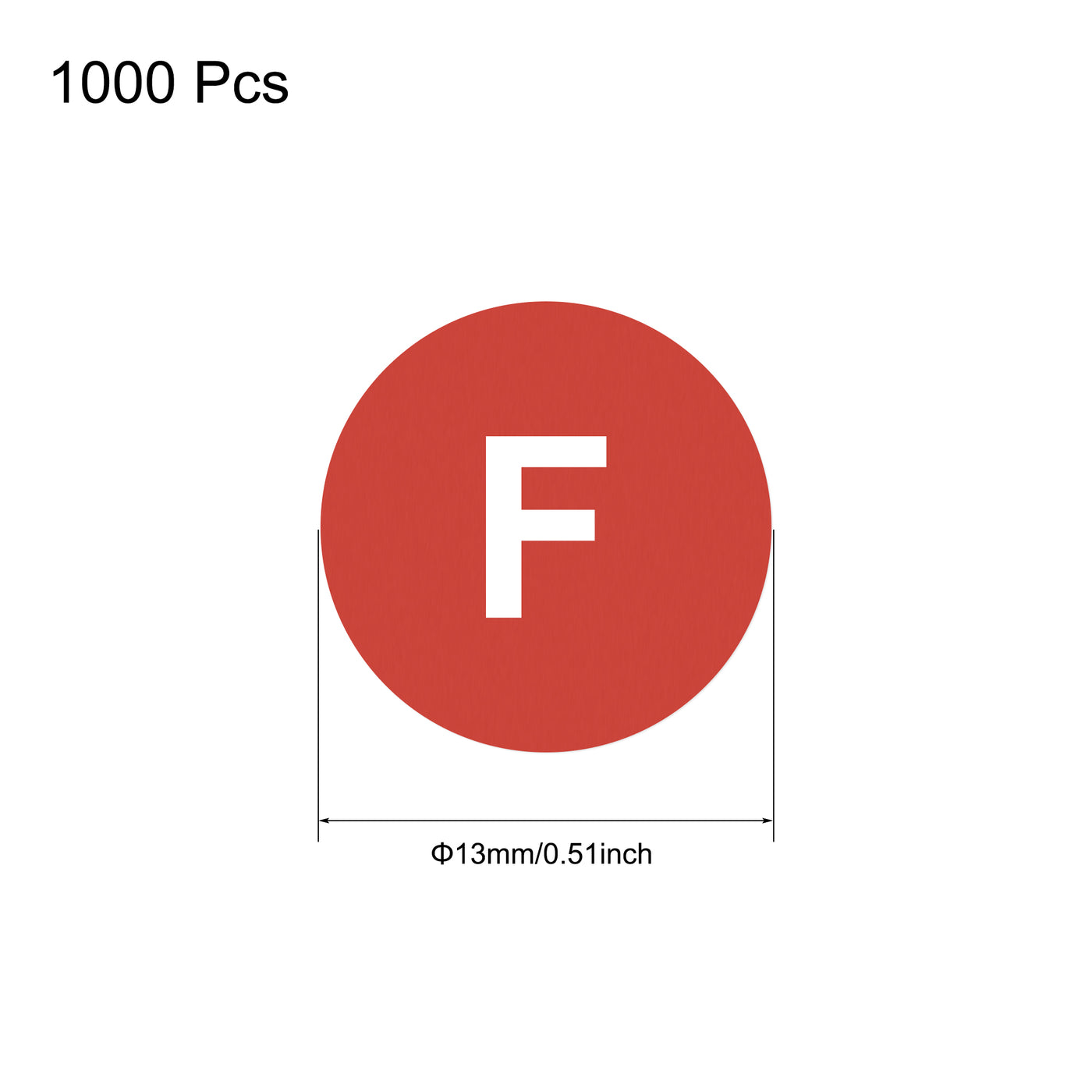 uxcell Uxcell Round Letter Stickers, 13mm Dia Letter F Self Adhesive PVC Label Waterproof 1000 Pcs, White Word/Red Background