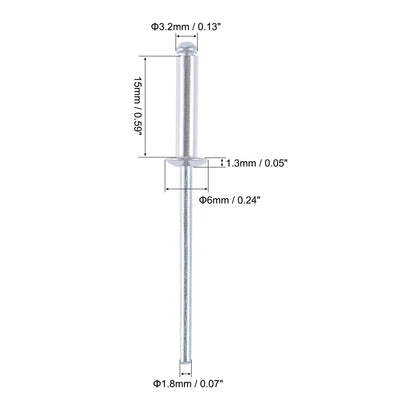 Harfington Uxcell Blind Rivets, Aluminum Pull Rivets Core Decoration Rivets for Indoor and Outdoor