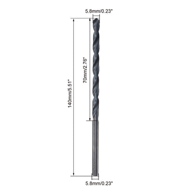 Harfington High Speed Steel Lengthen Straight Shank Twist Drill Bit Fully Ground for Metal