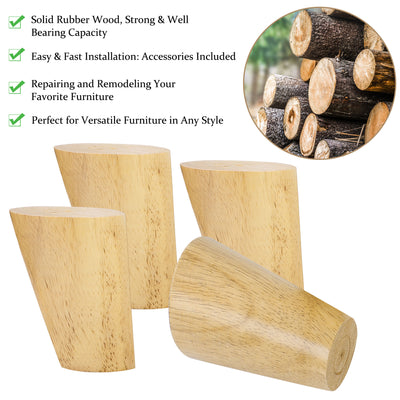 Harfington Wood Furniture Legs 4Pcs, Hardwood Angled Replacement Feets for Sofa