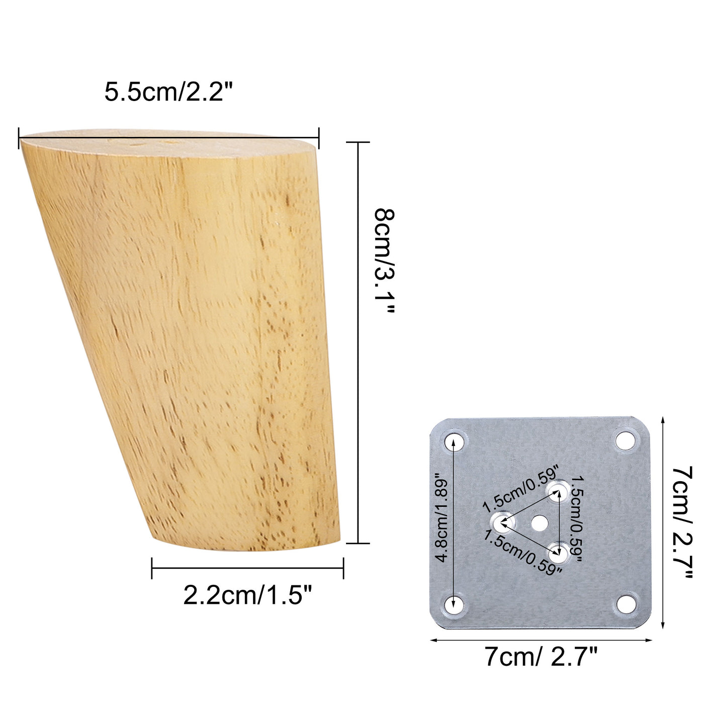 uxcell Wood Furniture Legs 4Pcs, Hardwood Angled Replacement Feets for Sofa