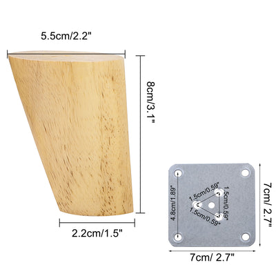 Harfington Wood Furniture Legs 4Pcs, Hardwood Angled Replacement Feets for Sofa