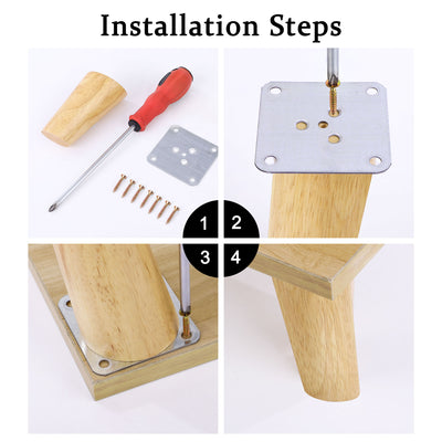 Harfington Wood Furniture Legs 4Pcs, Hardwood Angled Replacement Feets for Sofa