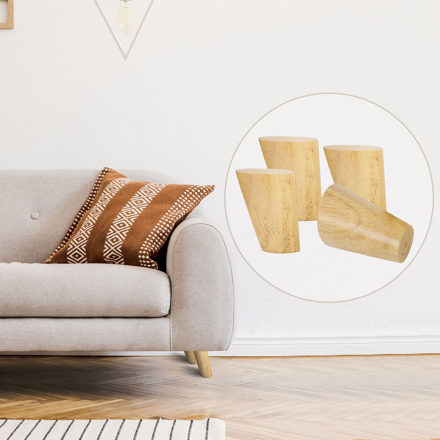 uxcell Wood Furniture Legs 4Pcs, Hardwood Angled Replacement Feets for Sofa