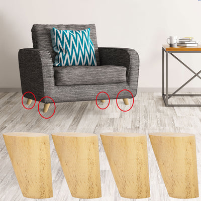 Harfington Wood Furniture Legs 4Pcs, Hardwood Angled Replacement Feets for Sofa