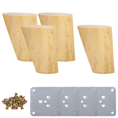 Harfington Wood Furniture Legs 4Pcs, Hardwood Angled Replacement Feets for Sofa
