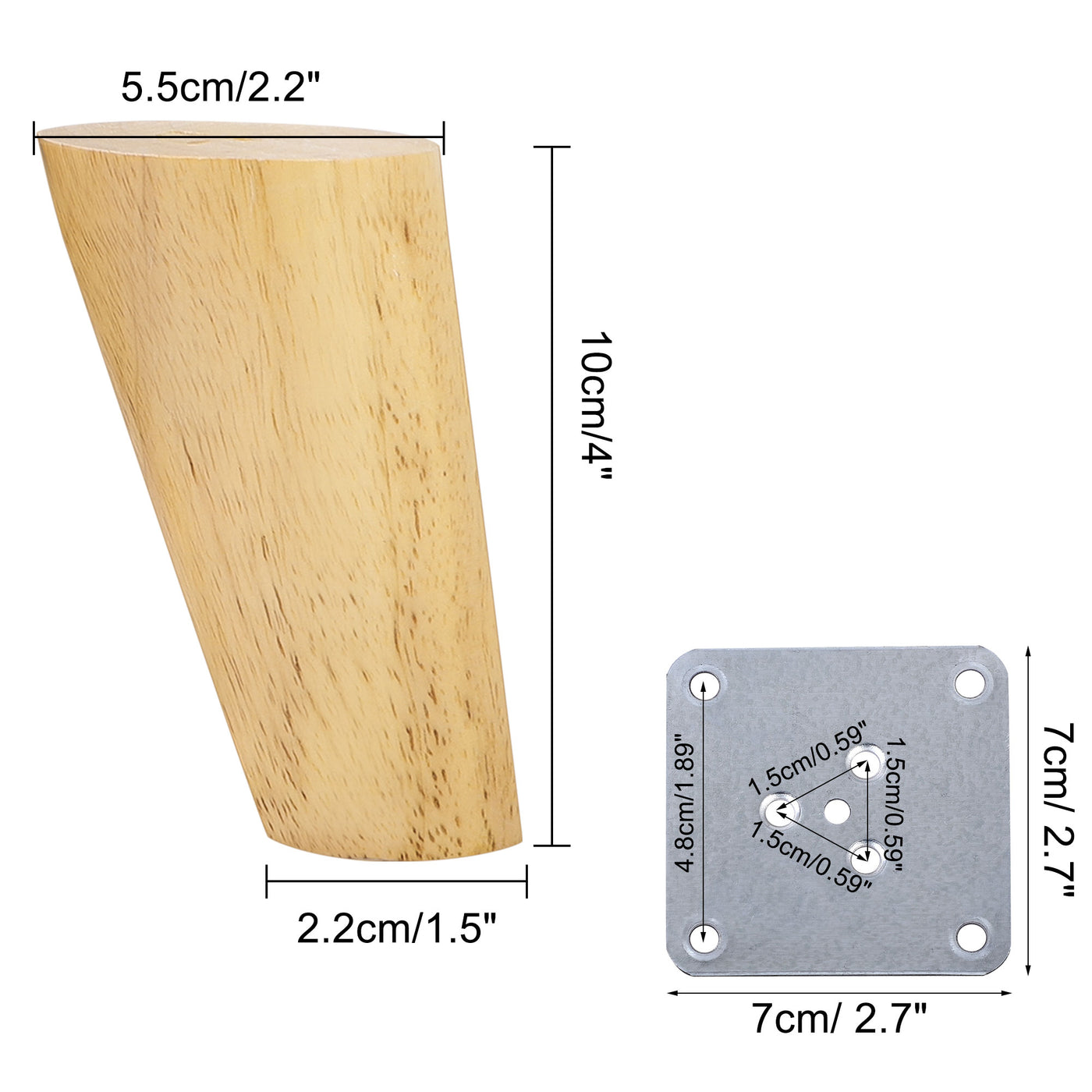 uxcell Wood Furniture Legs 4Pcs, Hardwood Angled Replacement Feets for Sofa