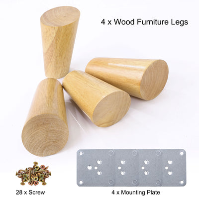 Harfington Wood Furniture Legs 4Pcs, Hardwood Angled Replacement Feets for Sofa