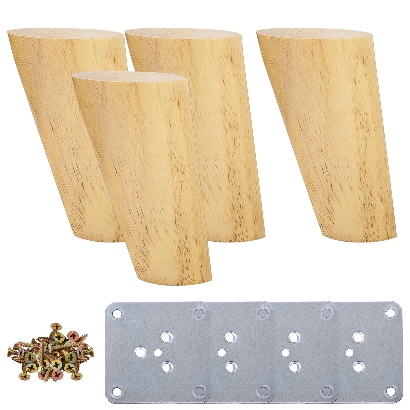 uxcell Wood Furniture Legs 4Pcs, Hardwood Angled Replacement Feets for Sofa