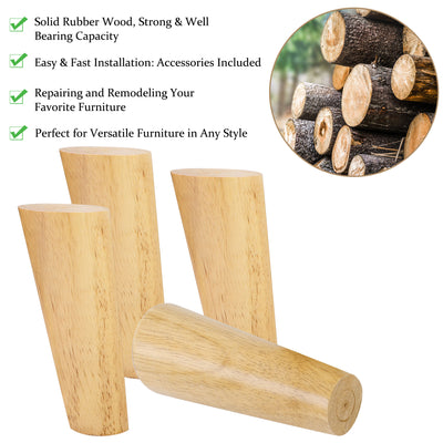 Harfington Wood Furniture Legs 4Pcs, Hardwood Angled Replacement Feets for Sofa