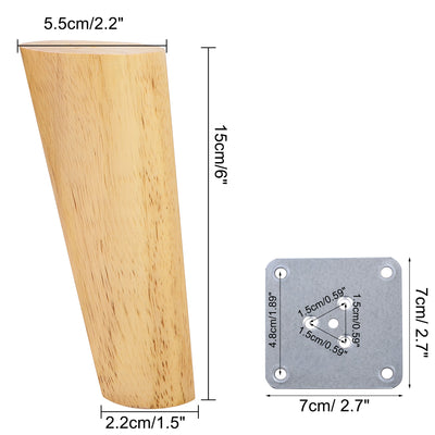 Harfington Wood Furniture Legs 4Pcs, Hardwood Angled Replacement Feets for Sofa