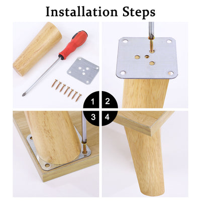 Harfington Wood Furniture Legs 4Pcs, Hardwood Angled Replacement Feets for Sofa