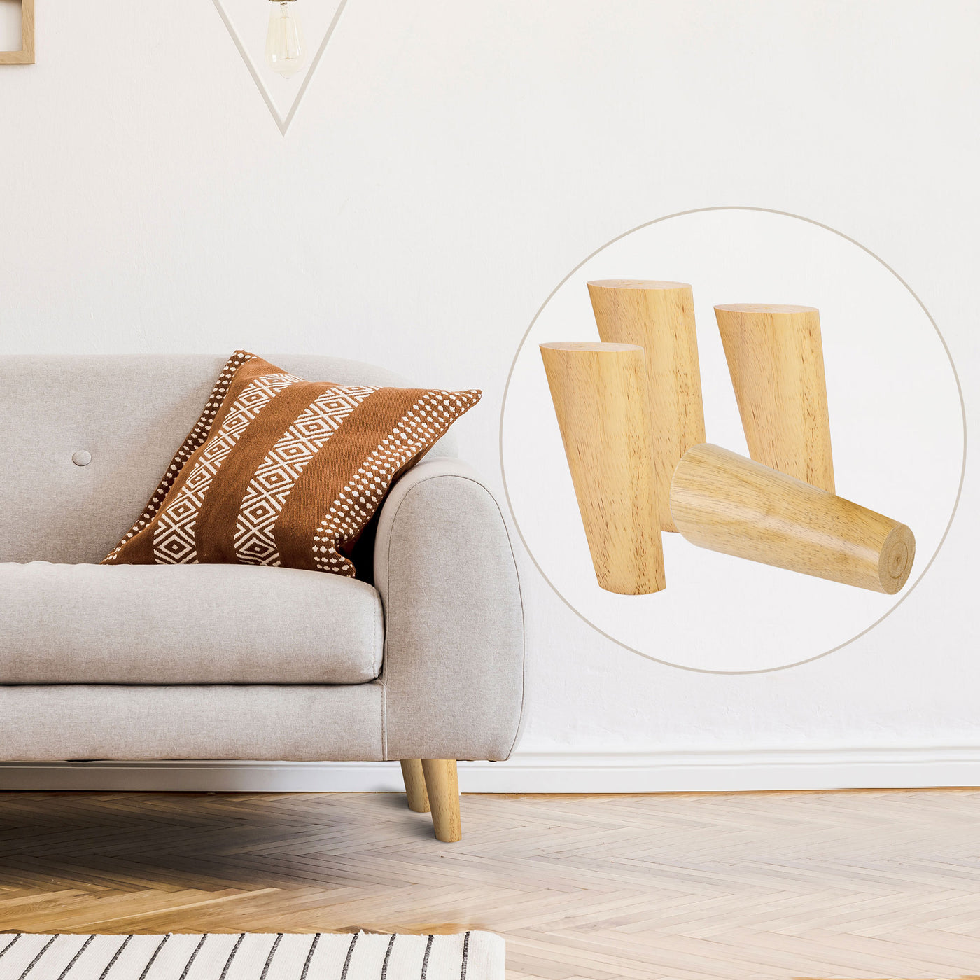 uxcell Wood Furniture Legs 4Pcs, Hardwood Angled Replacement Feets for Sofa