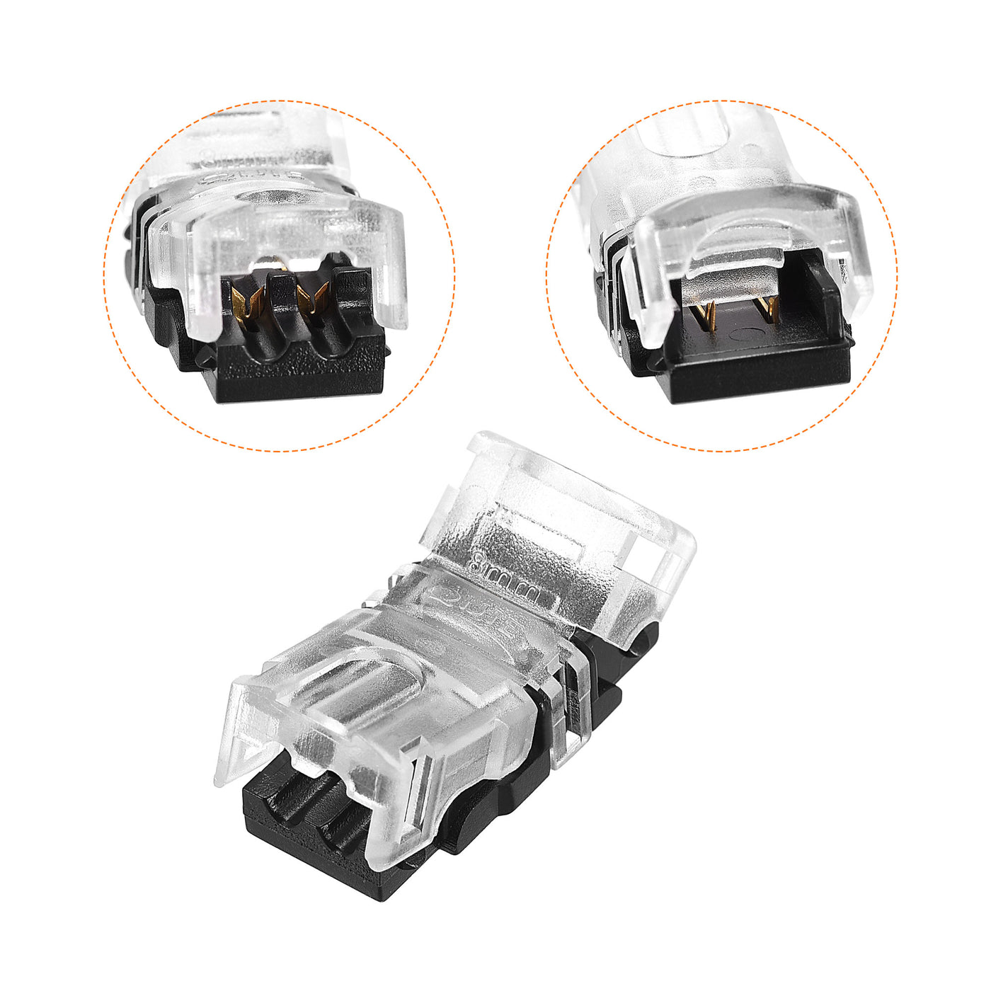 uxcell Uxcell LED Strip Connector for Waterproof 2 Pin 8mm Wide Single Color Lights, Strip to Wire Quick Connector, 9.8ft Extension Cable