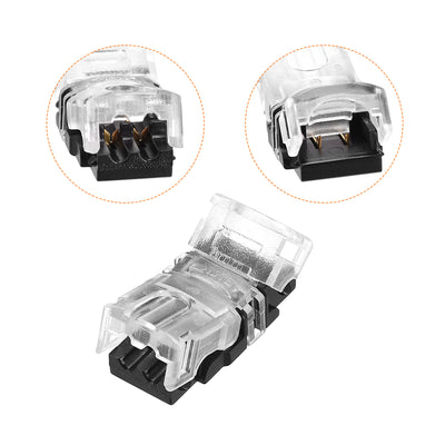 Harfington Uxcell LED Strip Connector for Waterproof 2 Pin 8mm Wide Single Color Lights, Strip to Wire Quick Connector, 9.8ft Extension Cable