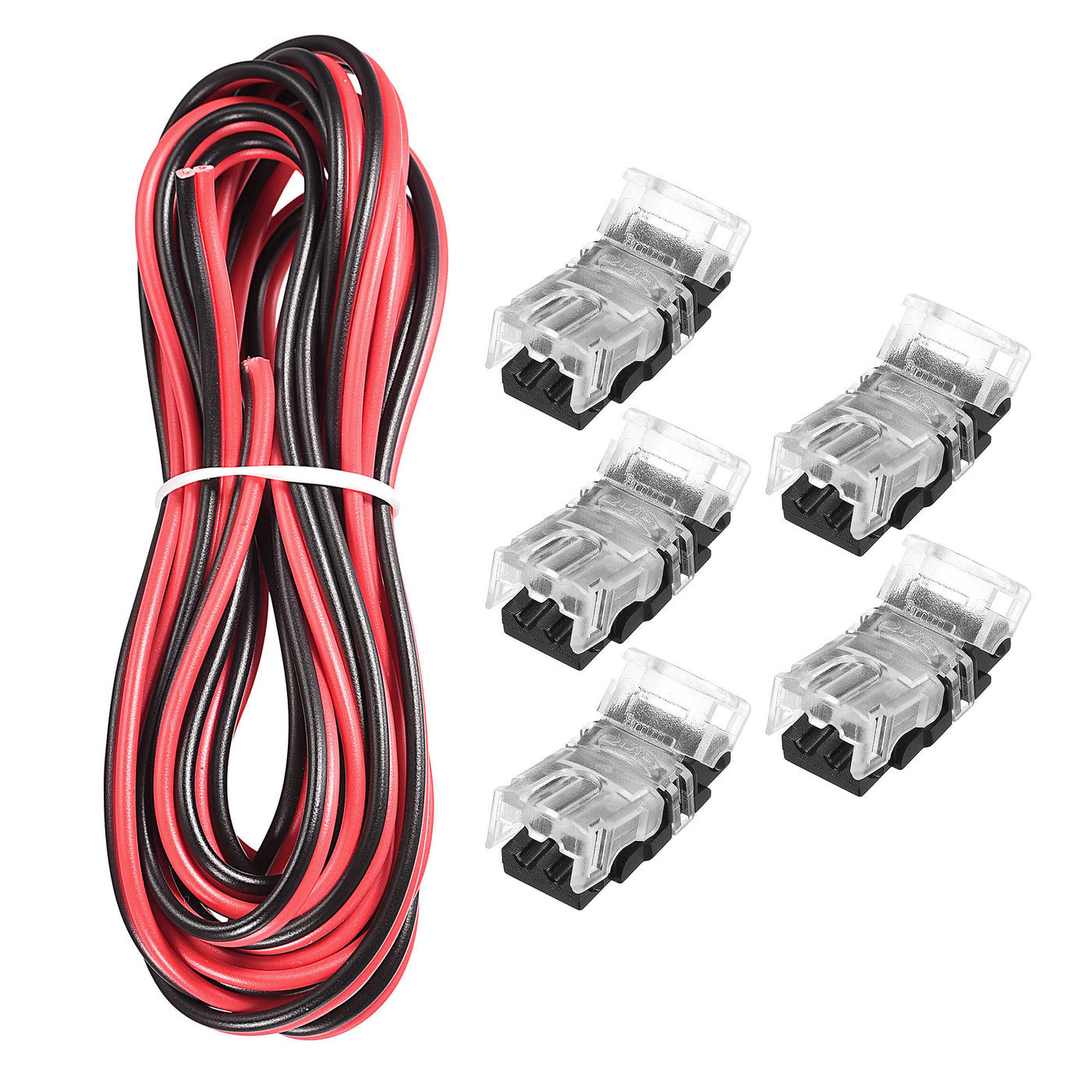 uxcell Uxcell LED Strip Connector for Waterproof 2 Pin 8mm Wide Single Color Lights, Strip to Wire Quick Connector, 9.8ft Extension Cable