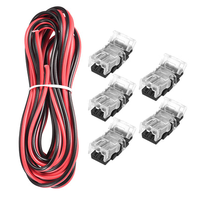 uxcell Uxcell LED Strip Connector for Waterproof 2 Pin 8mm Wide Single Color Lights, Strip to Wire Quick Connector, 9.8ft Extension Cable