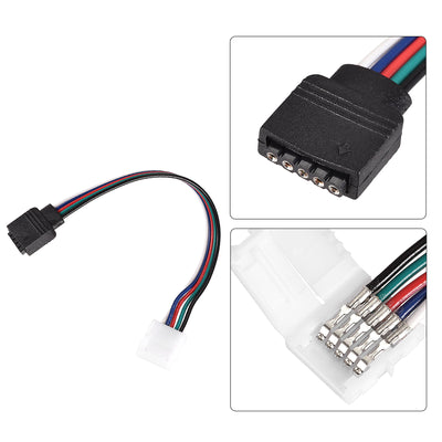 Harfington Uxcell 5 Pin RGB Strip to Power Connector Cable 160mm Length 5Pcs with 5Pcs Male Plugs