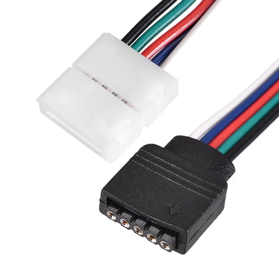 Harfington Uxcell 5 Pin RGB Strip to Power Connector Cable 160mm Length 5Pcs with 5Pcs Male Plugs