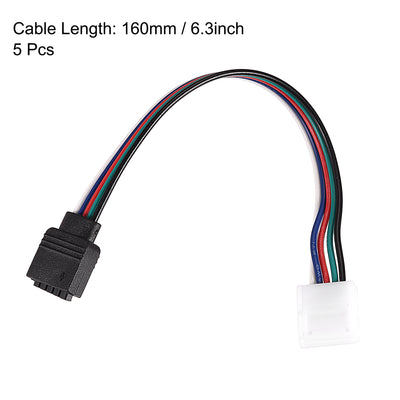 Harfington Uxcell 5 Pin RGB Strip to Power Connector Cable 160mm Length 5Pcs with 5Pcs Male Plugs
