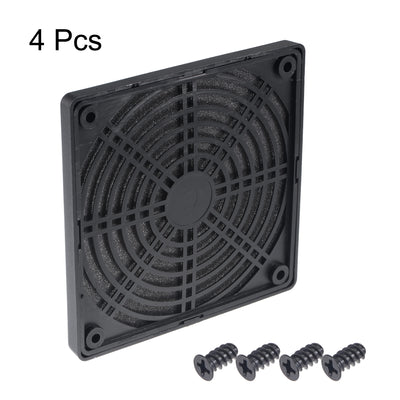 Harfington Uxcell PC Fan Protector Dust Screen with Screws for Cooling Case Cover PVC 124mm 4pcs