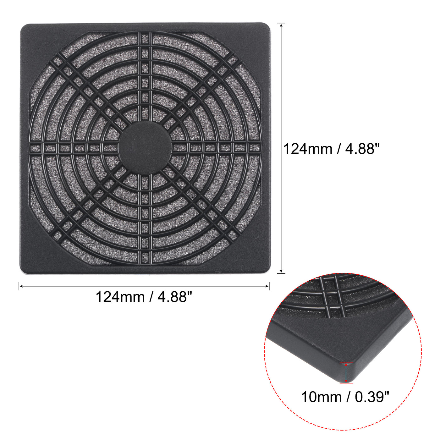 uxcell Uxcell PC Fan Protector Dust Screen with Screws for Cooling Case Cover PVC 124mm 4pcs