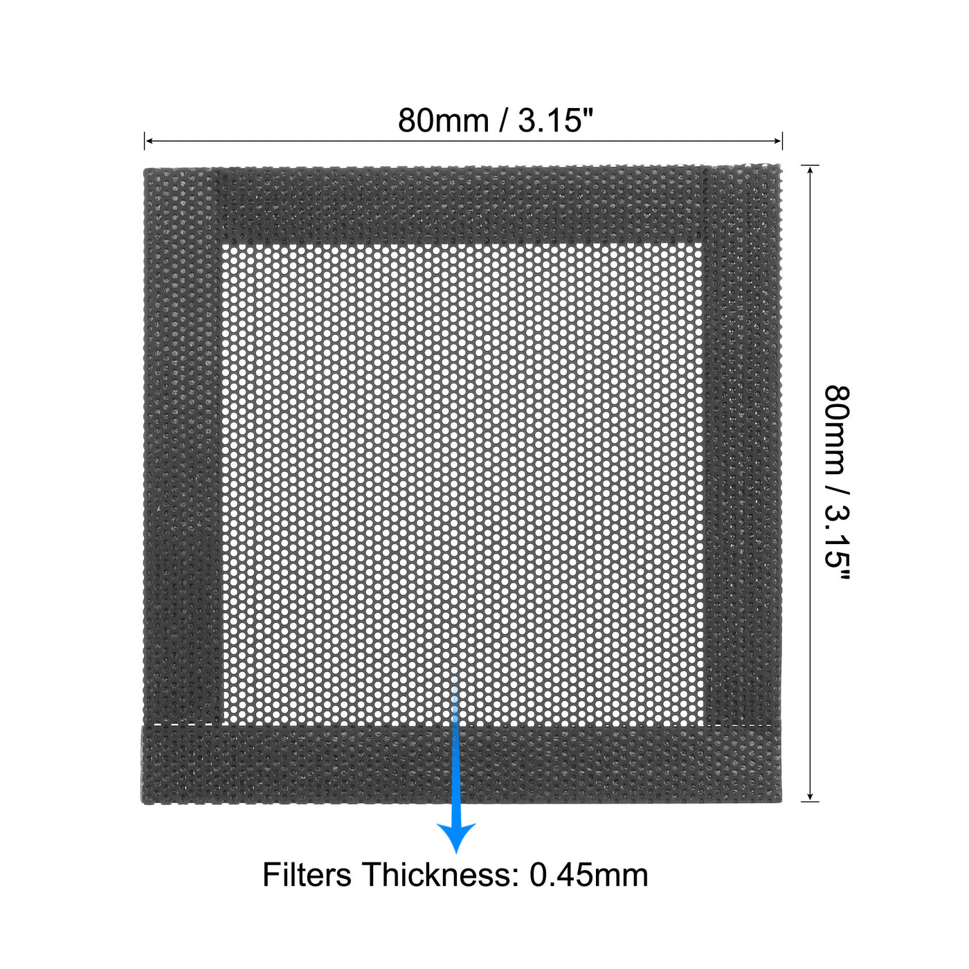 uxcell Uxcell PC Dust Fan Screen with Magnetic Frame for Cooling Case Cover PVC 80mm 4pcs