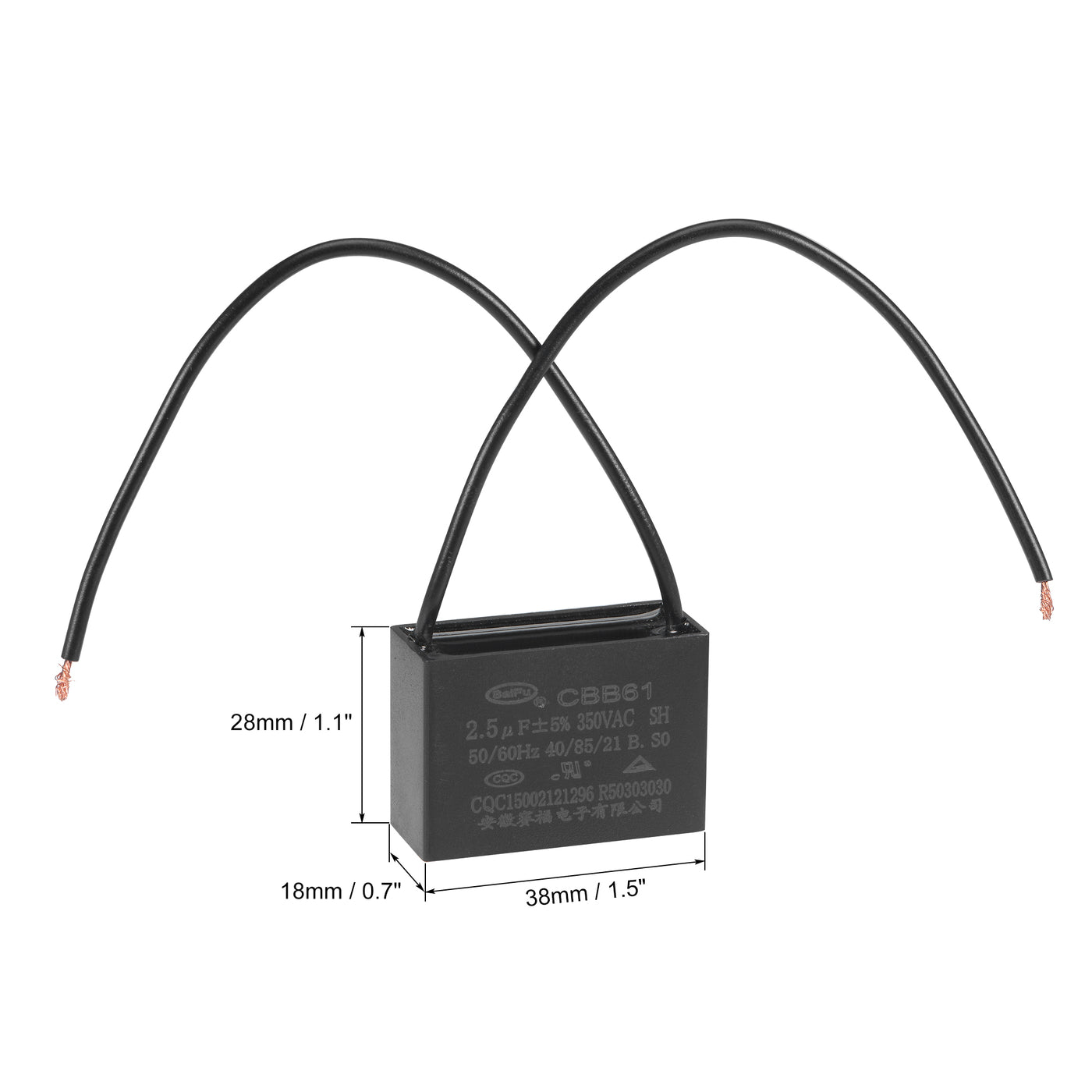 uxcell Uxcell CBB61 Polypropylene Film Plastic Shell 2.5uF Capacitors