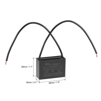 Harfington Uxcell CBB61 Polypropylene Film Plastic Shell 2.5uF Capacitors