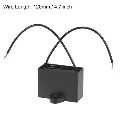 Harfington Uxcell Ceiling Fan Capacitor CBB61 6uF 350V AC 2 Wires Metallized Polypropylene Film Capacitor 47x34x22mm for Electric Fan Pump Motor Generator