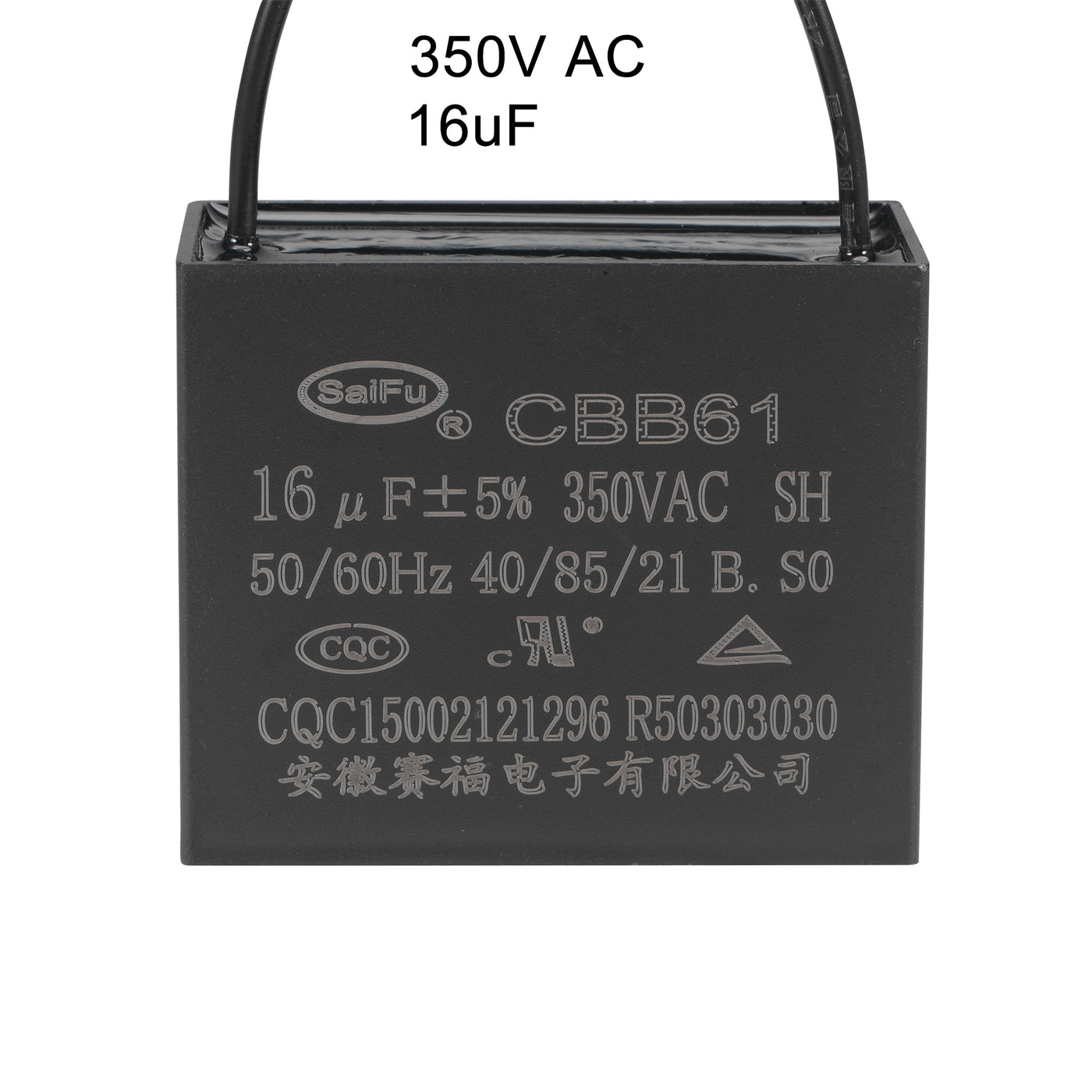 uxcell Uxcell Ceiling Fan Capacitor CBB61 16uF 350V AC 2 Wires Metallized Polypropylene Film Capacitor 58x48x30mm for Electric Fan Pump Motor Generator 3Pcs