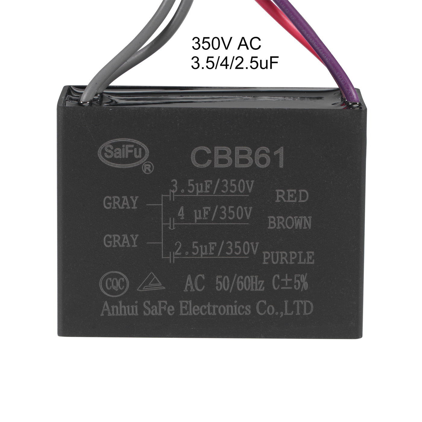 uxcell Uxcell Ceiling Fan Capacitor CBB61 3.5/4/2.5uF 350V AC 5 Wires Metallized Polypropylene Film Capacitor 58x44x26mm for Electric Fan Pump Motor Generator