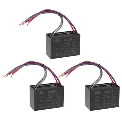 uxcell Uxcell Ceiling Fan Capacitor CBB61 4/5/7uF 350V AC 5 Wires Metallized Polypropylene Film Capacitor 58x40x28mm for Electric Fan Pump Motor Generator 3Pcs