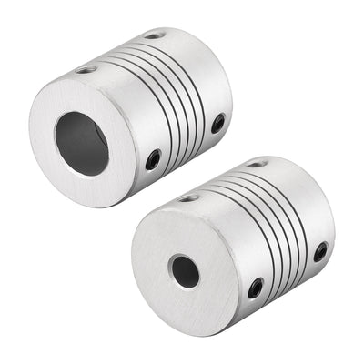 Harfington 12mm to 6mm Aluminum Alloy Shaft Coupling Flexible Coupler L30xD25 Silver