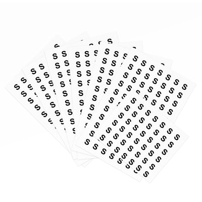 Harfington Round Letter Stickers, 38mm Dia Letter S Self Adhesive PVC Label Waterproof 500 Pcs, Black Word/White Background