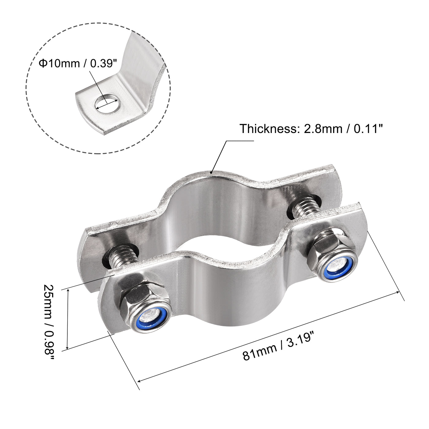 Harfington Wall Mount Ceiling Mount Pipe Support, 304 Stainless Steel Pipe Bracket Clamp