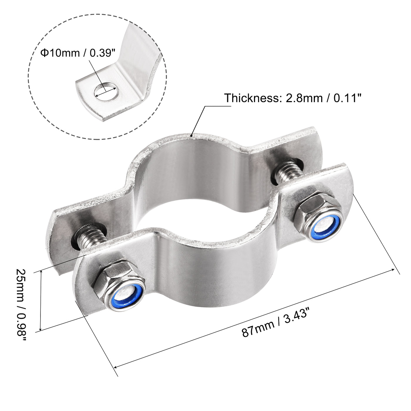 Harfington Wall Mount Ceiling Mount Pipe Support, 304 Stainless Steel Pipe Bracket Clamp