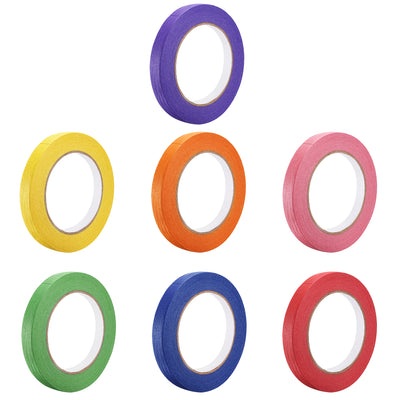 Harfington Uxcell 7Pcs 10mm 0.4 inch Wide 50m 54 yards Masking Tape Painters Tape Rolls 7 Colors