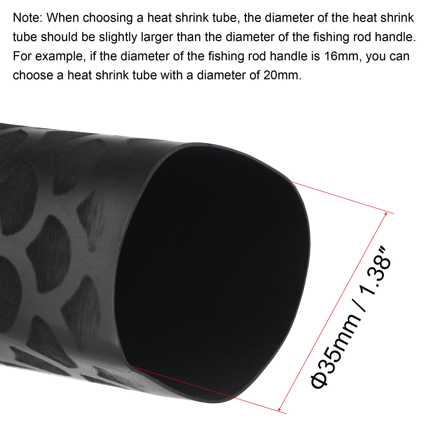 uxcell Uxcell Heat Shrink Wrap Tubing Sleeve for Fishing Rod Grips Handle, 56mm Flat 3.3ft 2:1 rate Black