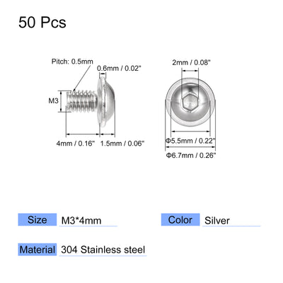 Harfington 304 Stainless Steel Flanged Button Head Socket Cap Screws