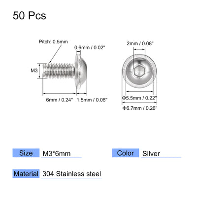 Harfington 304 Stainless Steel Flanged Button Head Socket Cap Screws