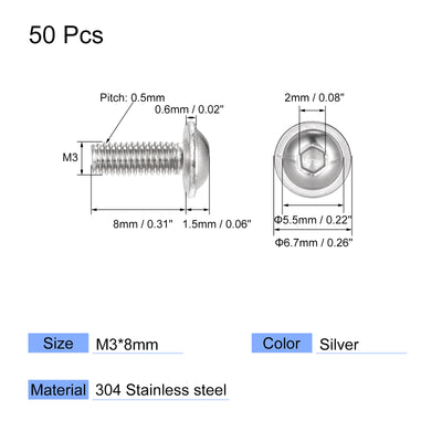 Harfington 304 Stainless Steel Flanged Button Head Socket Cap Screws